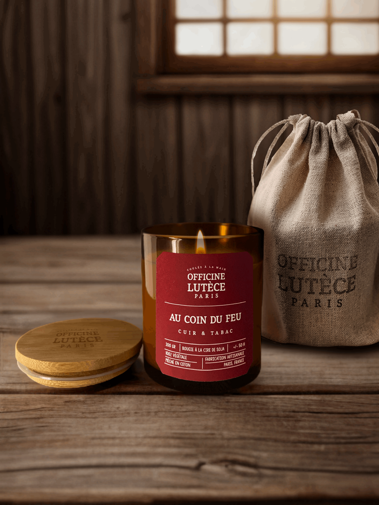 Bougie Parfumée "Au Coin du Feu" - Cuir et Tabac