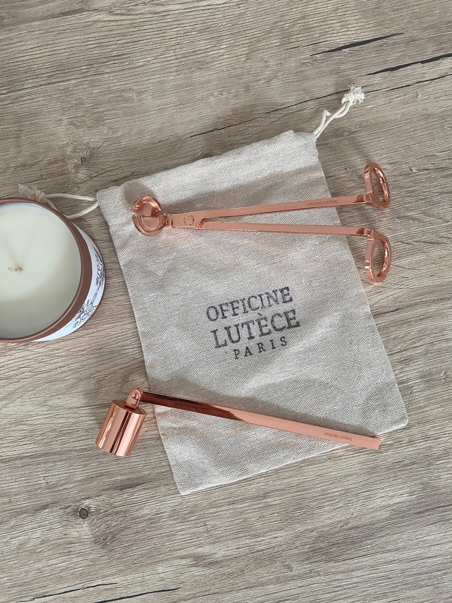 Kit Coupe-mèche & Éteignoir Or Rose Officine Lutèce