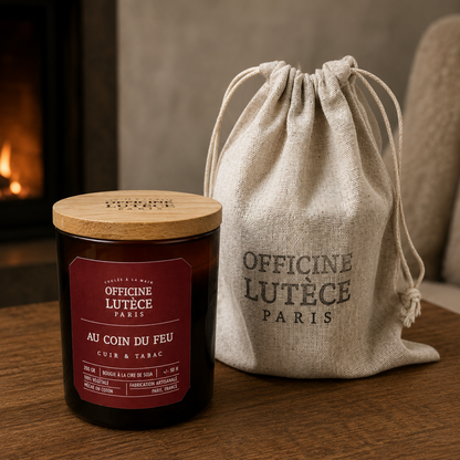 Bougie Parfumée "Au Coin du Feu" - Cuir et Tabac Officine Lutèce