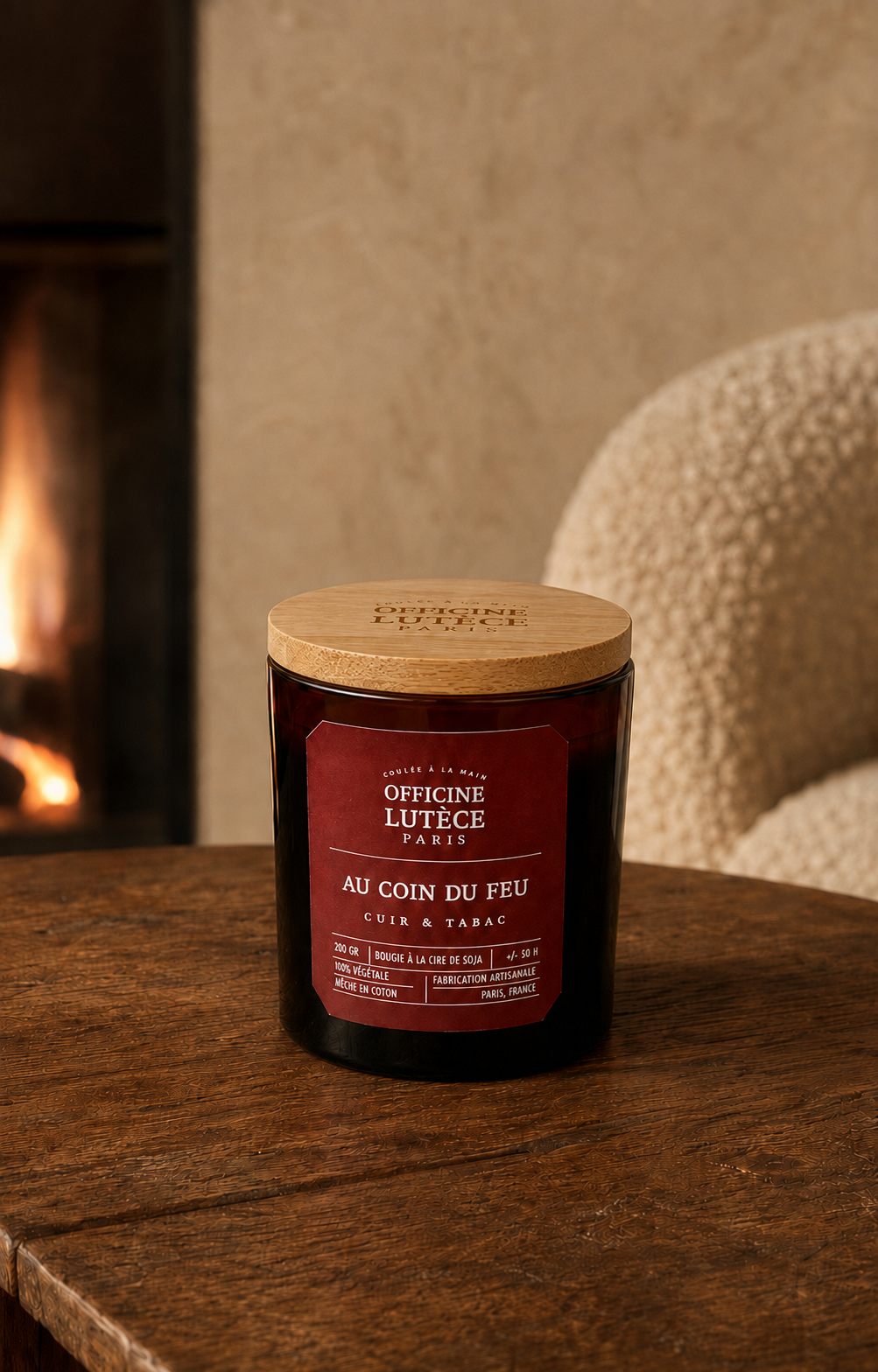 Bougie Parfumée "Au Coin du Feu" - Cuir et Tabac Officine Lutèce