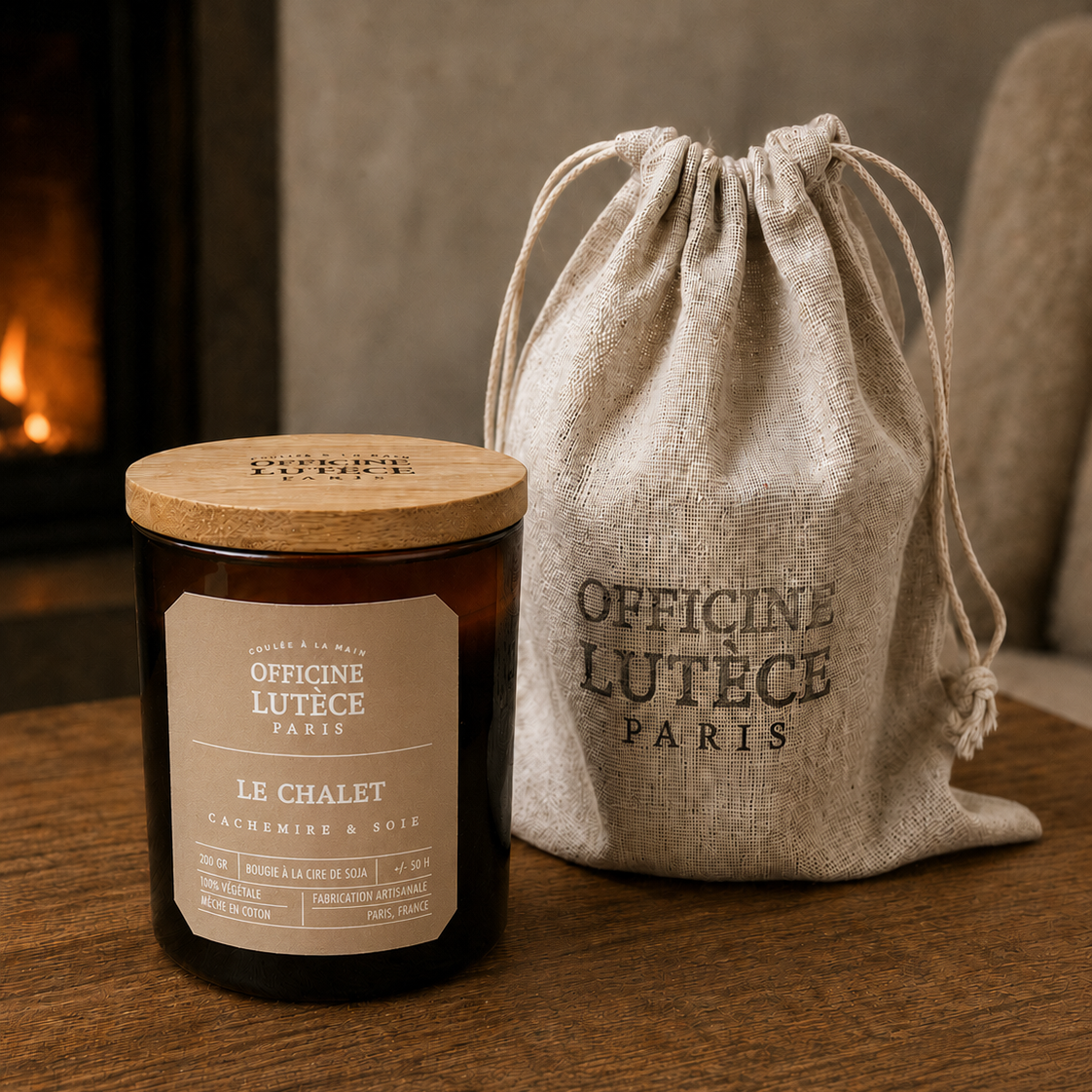 Bougie Parfumée "Le Chalet" - Cachemire et Soie Officine Lutèce